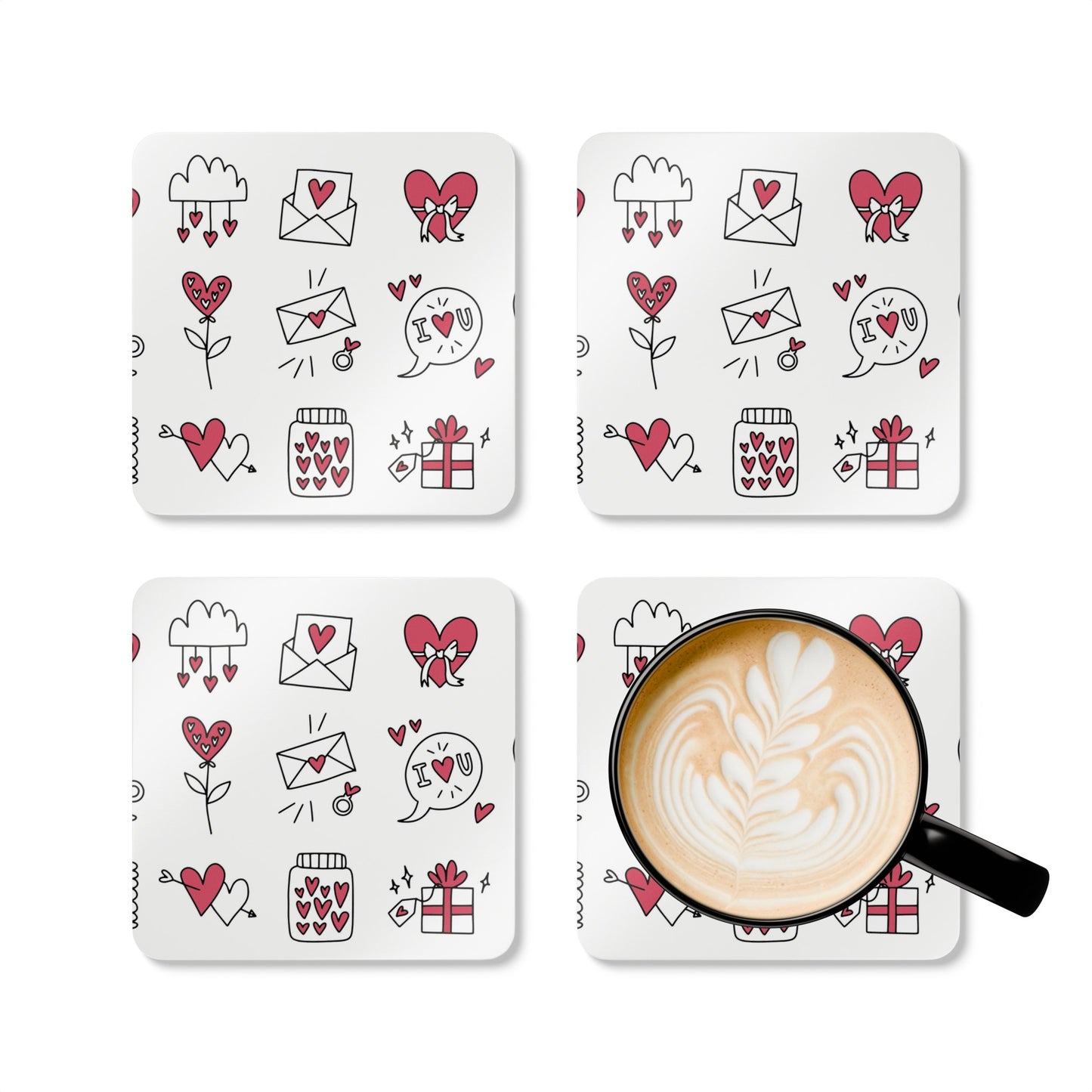 Love Icons Custom Corkwood Coaster Set
