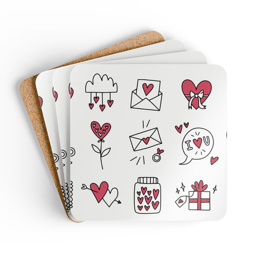 Love Icons   Custom Corkwood Coaster Set