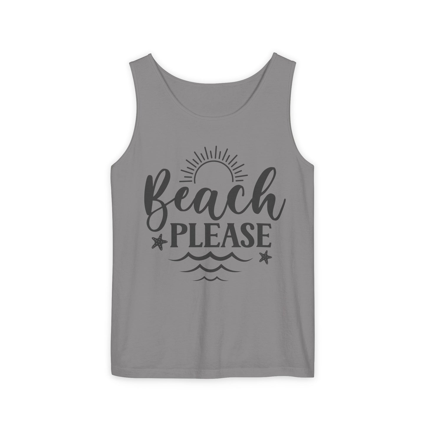 "Beach Please" Unisex Garment-Dyed Tank Top