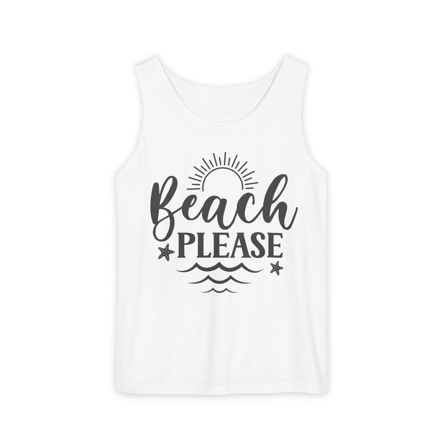 "Beach Please" Unisex Garment-Dyed Tank Top