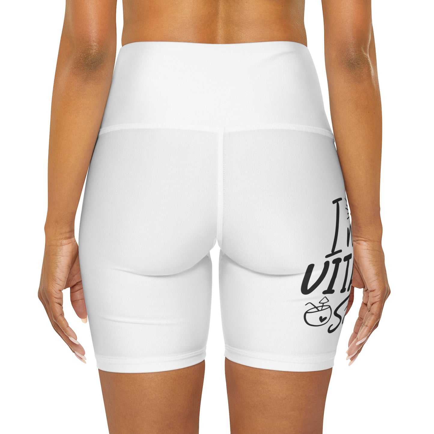 "I Need Vitamin Sea" High Waisted Yoga Shorts (AOP)