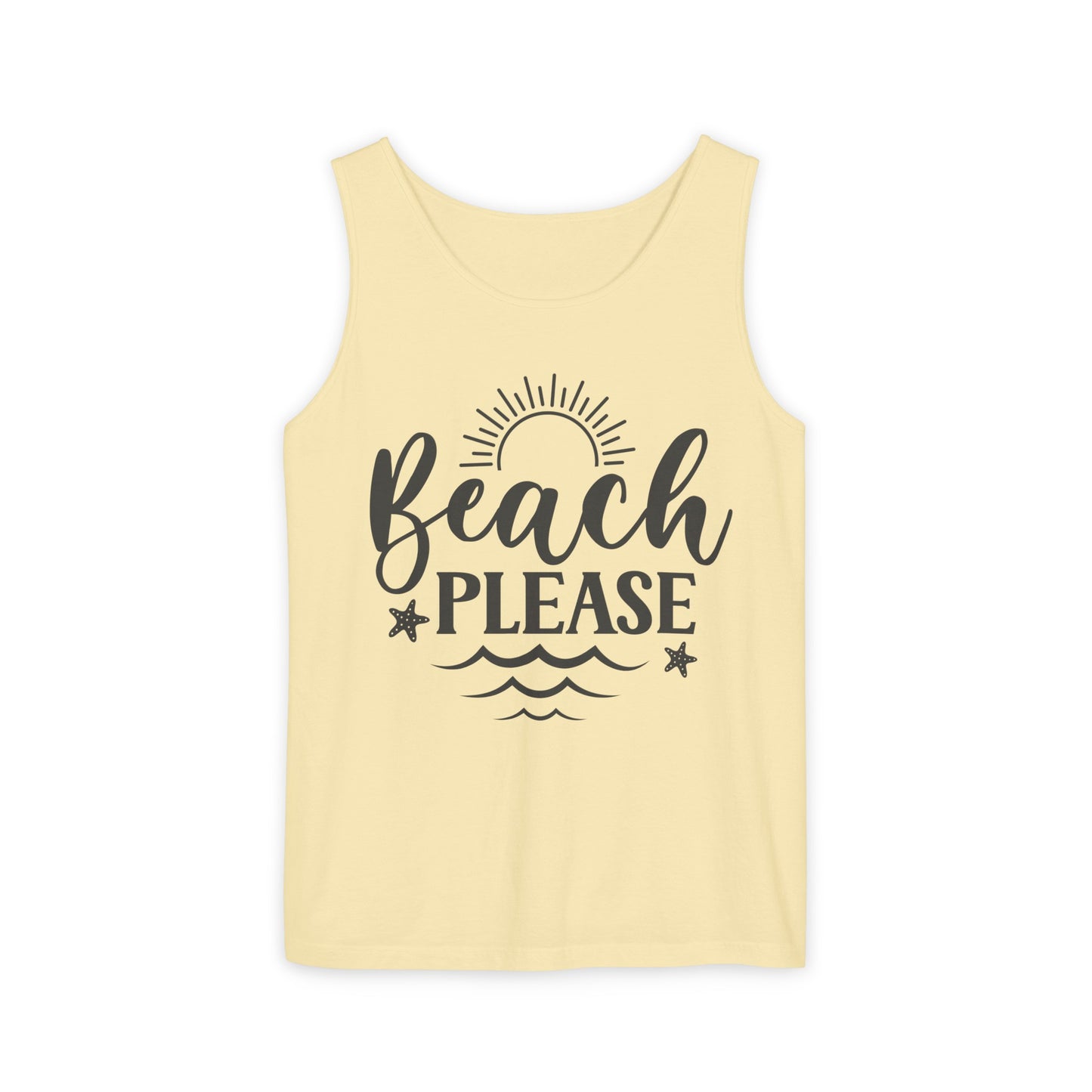 "Beach Please" Unisex Garment-Dyed Tank Top