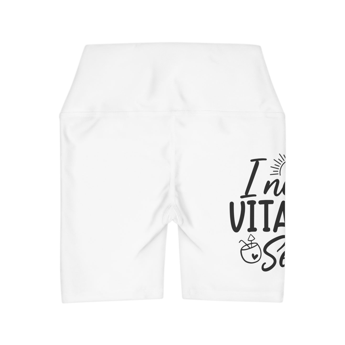 "I Need Vitamin Sea" High Waisted Yoga Shorts (AOP)