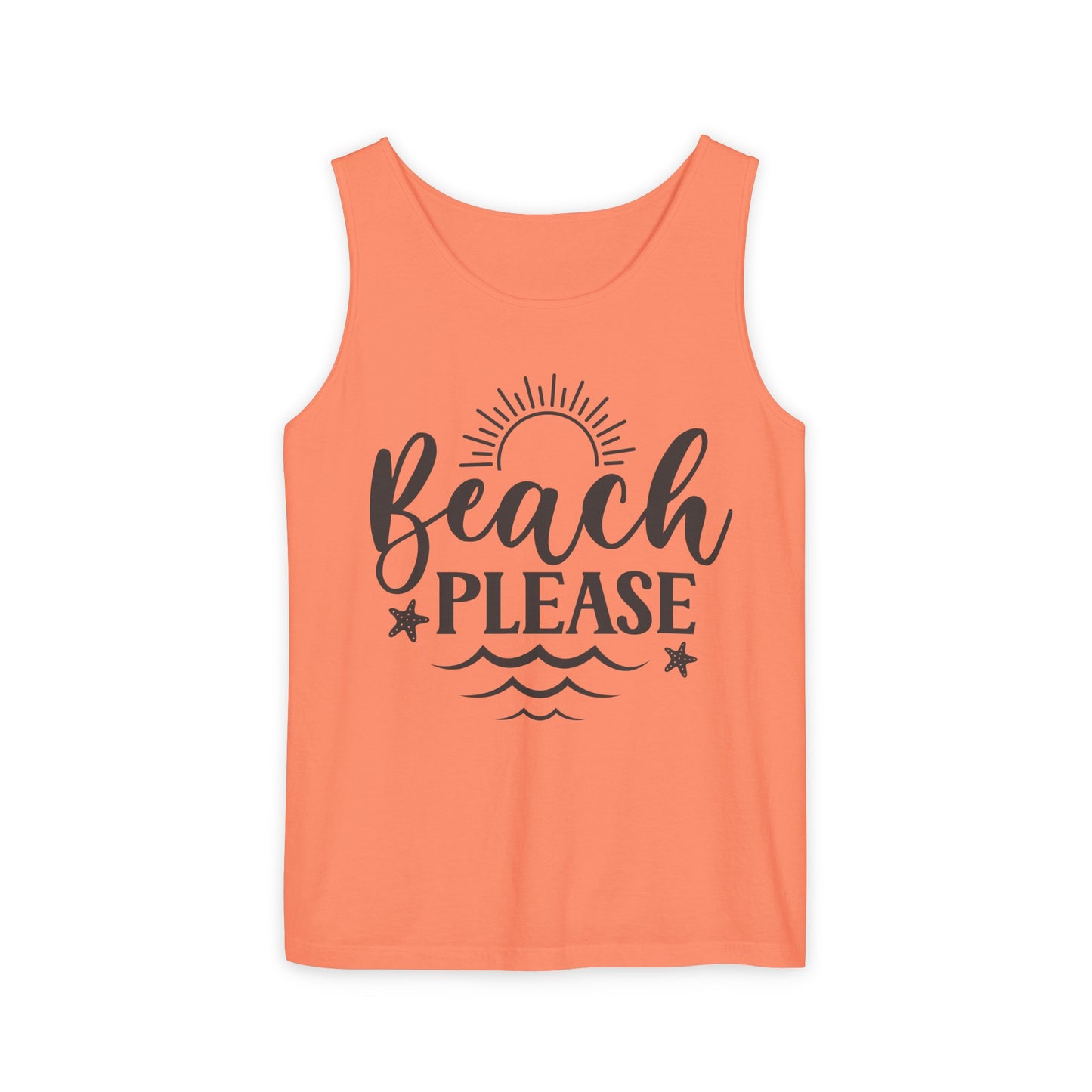 "Beach Please" Unisex Garment-Dyed Tank Top