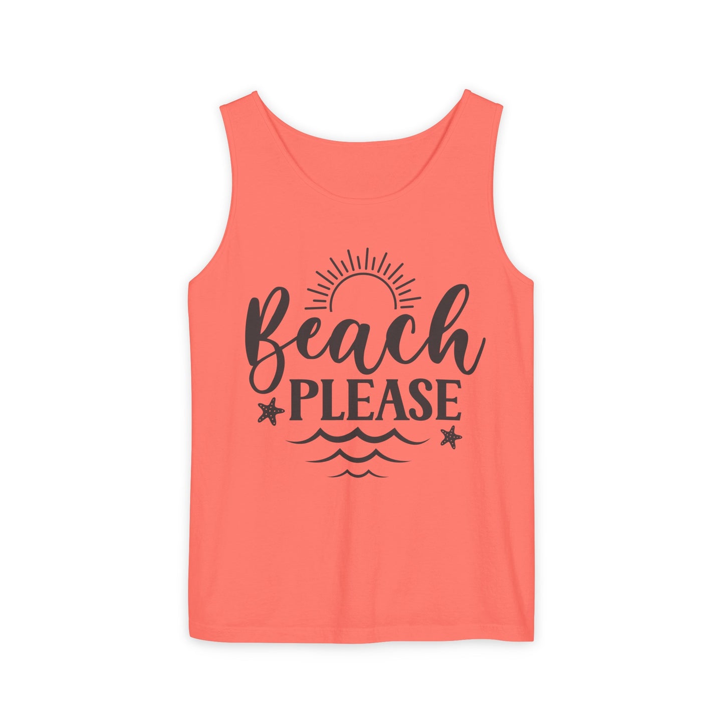 "Beach Please" Unisex Garment-Dyed Tank Top