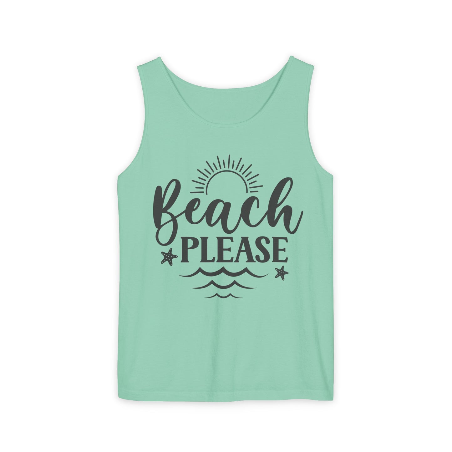 "Beach Please" Unisex Garment-Dyed Tank Top