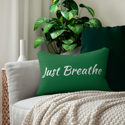 Just Breathe Green Lumbar Pillow